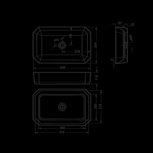 Умывальник накладной "Line" 55см бел. (Самара) 
