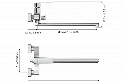 Смеситель д/ванны "Akari" (AKA-1015) длинный излив TOKITO