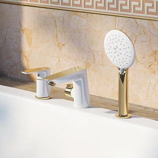 Смеситель на борт ванны на 3 отверстия с керамическим дивертором, Cloud, IDDIS, CLOWG30i07