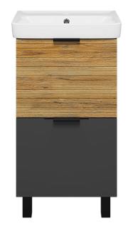 Комплект мебели 50 "Форест-50" напольная 2 ящ. Дуб Вотан / Антрацит MISTY (ум.Томь-50/Енисей-50)