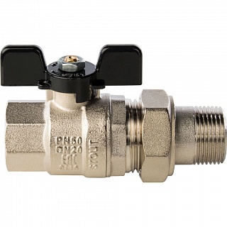 Кран шар. полнопроходной с амер. баб. ВН 3/4" (SVB-0007-000020) STOUT ЧЕРНЫЙ МАХОВИК