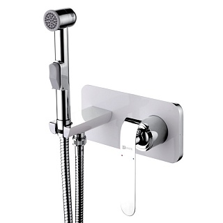 Смеситель с гигиеническим душем встраиваемый "MELANGE" (4919CW) белый/хром LEMARK 