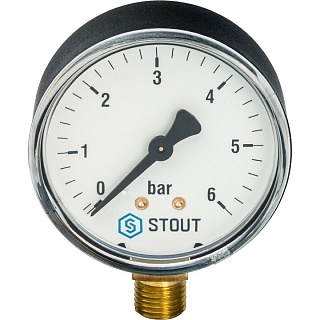 Манометр 0...6 bar, Dn 63 1/4" радиал. (SIM-0010-630608) STOUT