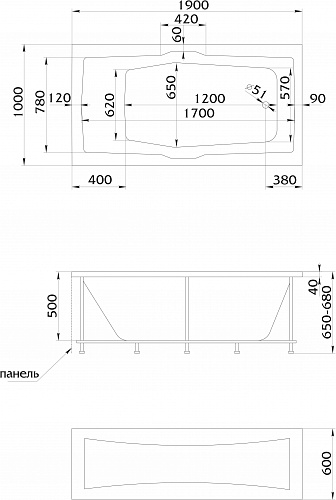 Ванна 1Marka KORSIKA 190x100