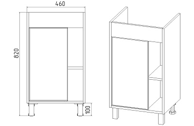 Комплект мебели 50 "Бостон-50" напольная 1 дв., дуб/белый VIANT (ум.Como-50)