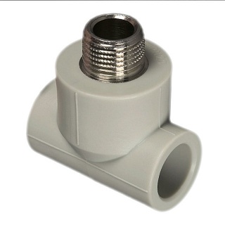 Тройник 25*1/2"нар.рез. серый (10/100) ПРО АКВА (PA25012РG)