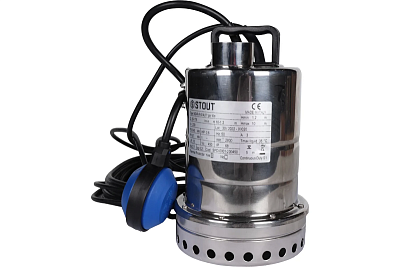 Насос дренажный с поплавком, корпус - нерж.ст, кабель 10 м, 230V, Q=175 л/мин, H=10 м 	(SPD-0001-200450) STOUT