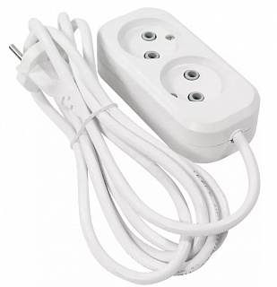 Удлинитель 2 розетки 3м. ПВС 2*0,75 6А ЭРА