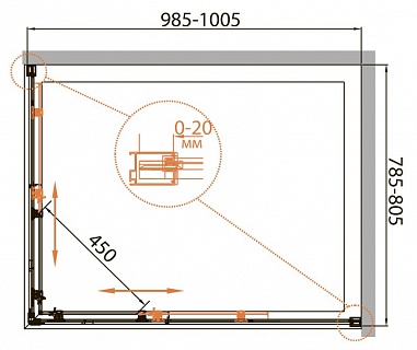 ДУШЕВОЙ УГОЛОК CEZARES RELAX-AH-2 120/80-P-Bi