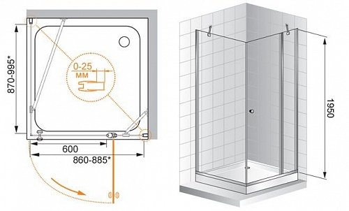 ДУШЕВОЙ УГОЛОК CEZARES TRIUMPH-A-12 100-C-Cr-R