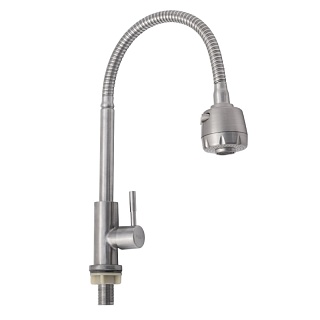 Смеситель MAGNUS МОНО с гибким изливом нерж.ст. САТИН (9213)