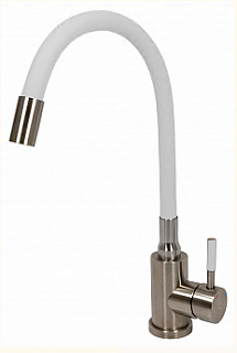 Смеситель д/кухни SOLID d35 белый гибкий излив, нерж. гайка 3510 ARGO 43330 