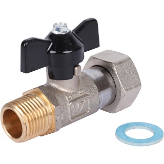 Кран шар. с нак. гайкой прямой баб. НР 1/2x3/4 (SVB-1009-001520) STOUT