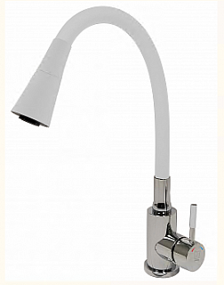 Смеситель д/кухни SOLID d35 двухрежимн. белый гибкий излив, нерж. гайка 3512 ARGO 43339