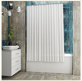Штора для ванной комнаты МАРКА Белая 200*240 см, полиэстер 18 колец