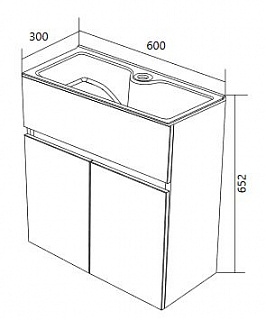 Комплект мебели 60 "Mira-60" подвес., Дуб Сонома 2 ДВ 1 Марка (ум.Акриловый+сифон+донный клапан)