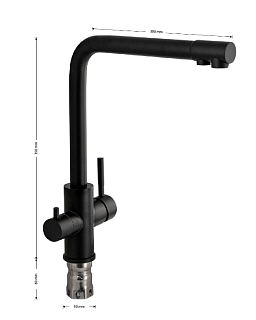 MAGNUS Смеситель д/кухни, Г-образный излив,под фильтр ЧЕРНЫЙ нерж. ст. марка 304, код: 91125
