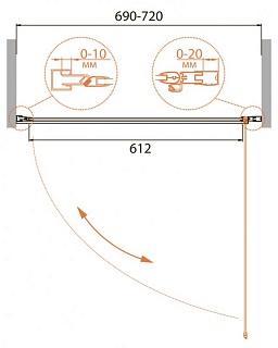 ДУШЕВАЯ ДВЕРЬ В НИШУ CEZARES RELAX-B-1 70-P-Bi-L
