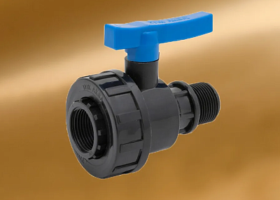 Кран шаровый компрессионный разъёмный  ПНД 1 1/4*1" (ВР/НР) ТПК АКВА (17)