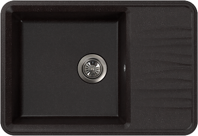 Мойка гранит FOSTO FG Романа 74х51 (искристый черный 405) кварц с сифоном