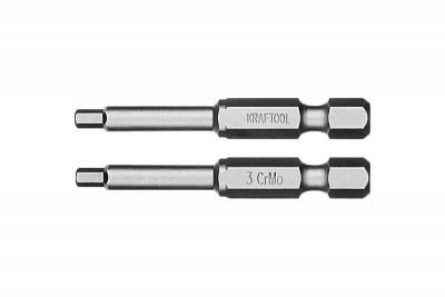 Биты "X-DRIVE" торсион, кованые, обточ., KRAFTOOL Cr-Mo сталь,E 1/4, PZ2, 50мм, 2шт 26123-2-50-2