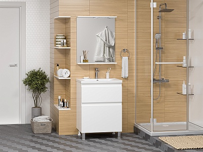 Комплект мебели 60 "Лаки-60" напольная 2 ящ. белый MISTY (ум.Royce Abby-60)