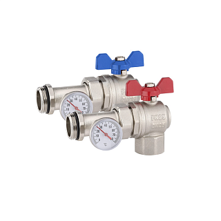 Кран шаровой прямой с полусгоном  с термометром  УГЛОВОЙ  1" VR1105  ViEiR