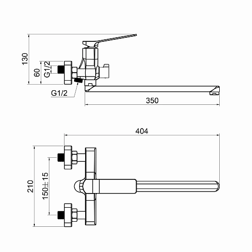 Смеситель д/ванны "YOKOHAMA" (YOK-1015) длинный излив TOKITO