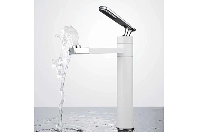 Смеситель д/раковины SHEVANIK высокий белый/хром S6611F