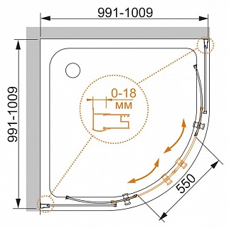 ДУШЕВОЙ УГОЛОК CEZARES PRATICO-R-2 100-P-Cr