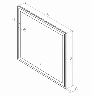 Зеркало 80 "Clamm Led" c LED подсветкой (сенсор на зеркале) 800х700 (ЗЛП3022) Континент