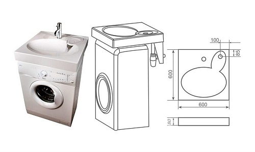  Умывальник на стиральную машину "BUTA" с/отв. 60*60 в компл