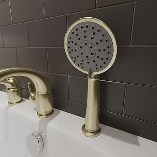 Смеситель на борт ванны на 3 отверстия с керамическим дивертором, бронза, Oldie, IDDIS, OLDBR30i07