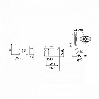 Смеситель на борт ванны на 3 отверстия с керамическим дивертором, Cloud, IDDIS, CLOSB30i07