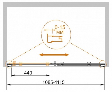 ДУШЕВАЯ ДВЕРЬ В ПРОЕМ CEZARES PRATICO-BF-1 110-P-Cr