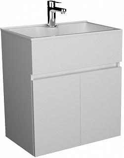 Комплект мебели 60 "Mira-60" подвес., белый глян. 2 ДВ 1 Марка (ум.Акриловый+сифон+донный клапан)