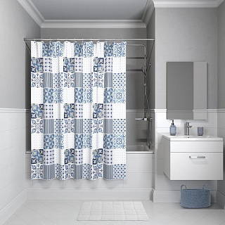 Штора для ванной комнаты, IDDIS, 180*180 см, полиэстер, Basic , B03P118i11 (9610)