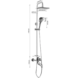 MAGNUS Душ.система с длинным изливом латунь хром (8575)