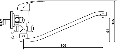 Смеситель д/ванны STROY картридж d35  дайвотер штоковый длин. излив  35S35  ARGO 34164  АКЦИЯ