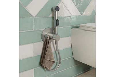 Смеситель встраиваемый с гигиеническим душем IDDIS, никель мат. 003BNR0i08