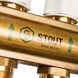 Коллектор 10-вых. латун. с расходомер. (SMB 0473 000010) STOUT  АКЦИЯ !!!