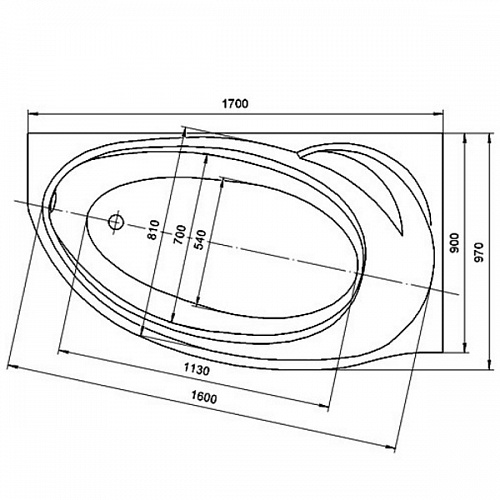 Ванна акриловая Бетта 170х97 левая
