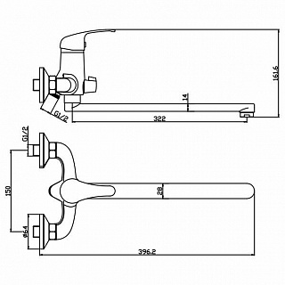 Смеситель д/ванны STROY картридж d35  дайвотер керамбукса L излив  35L35/К  ARGO 37991