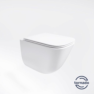 Унитаз подвесной безободковый Vincea "Demi" TORNADO белый .сиденье slim м/л  VT1-55T