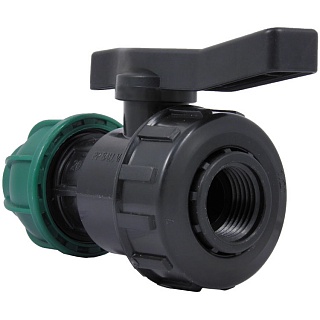Кран шаровый компрессионный разъёмный ПНД 20*1/2" (вн.рез.) ТПК АКВА (10/60)