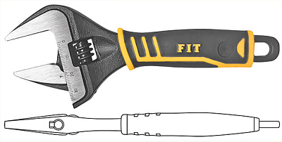 Ключ разводной Стайл 150мм/34мм,узкие губки,экстра увелич. захват шкала, прорезин. ручка (70166) FIT