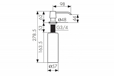 Дозатор для моющих средств встраиваемый в мойку черный 350мм КН-3012 Black Pearl