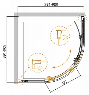ДУШЕВОЙ УГОЛОК CEZARES PRATICO-R-1 90-P-Cr