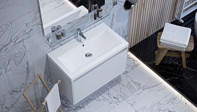 Комплект мебели 80 "KLAUFS-80" подвесная белая 1 ящикVELVEX (ум.COMO-80)