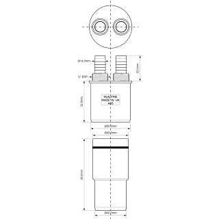 Адаптер с 2-мя отводами 14 мм. выход 50/40 мм WFH-CON4050 